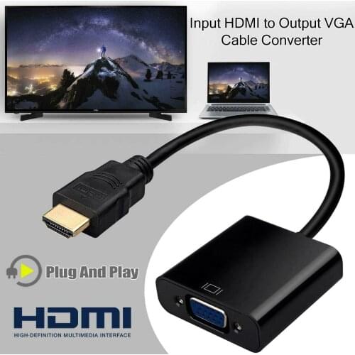 720P/1080P HDMI Male to VGA Female Video Cable Cord Converter Adapter For PC Monitor