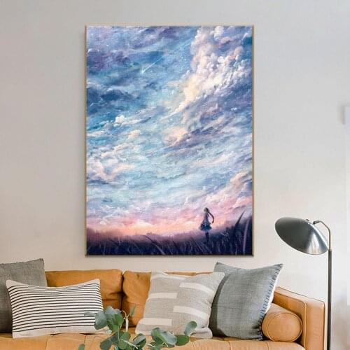 Cartoon Abstract Oil Painting "Look Up At The Sky" Painting By Numbers Paint Canvas Picture Hand Painted Unique New Year Gift