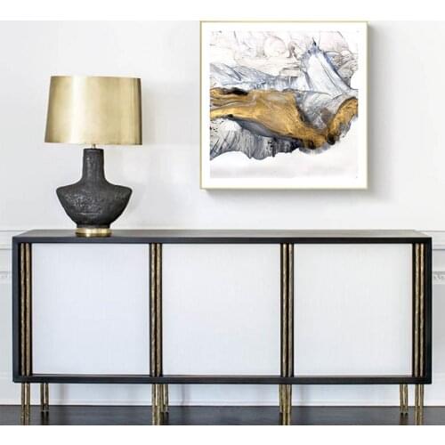 Abstract flowing ink Canvas Golden Painting Poster Print Wall Art Pictures For Living Room Bedroom Aisle Studio Unique Decor