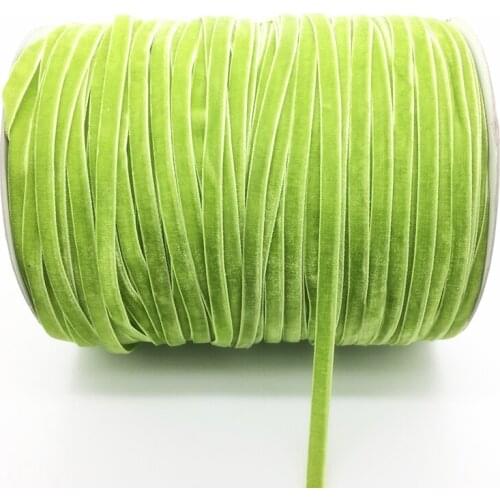 Free Shipping 5 yds 1/4 "(6mm)Wide Green Velvet Ribbon Vintage Headband Clips Bow Decoration #6mRS02