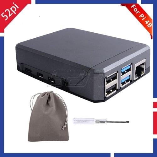 52Pi Argon NEO Black Aluminum Alloy Case Shell Enclosure Sliding Magnetic Top with Heat Sinks for Raspberry Pi 4B Pi 4 Model B