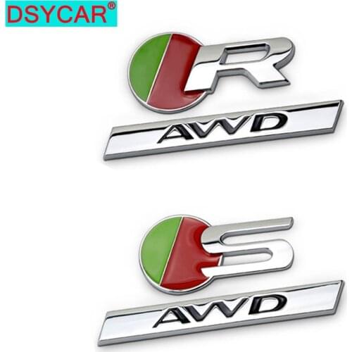 DSYCAR 1Pcs 3D Metal R S AWD Car Side Fender Rear Trunk Emblem Badge Sticker Decals for Jaguar Car Styling