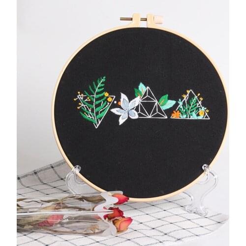 DIY Cotton DIY Plant Embroidery Flower Handcraft Embroidery Needlework Stitch Kit No Embroidery Hoop Painting Home Decoration