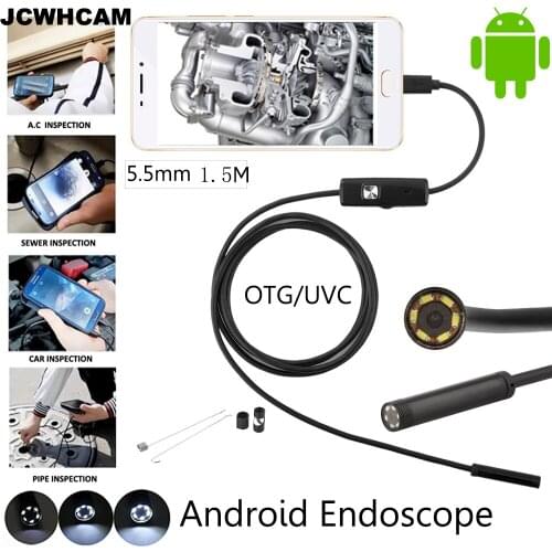 JCWHCAM Mini Android USB Endoscope Camera 1.5M IP67 Waterproof Snake Tube Inspection Android OTG USB Borescope Camera 5.5mm Lens