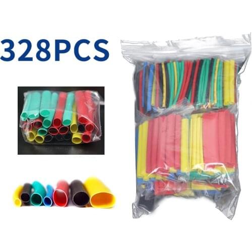 328 pcs/Set Heat Shrink Tube Kit Assorted Shrink Wrapping Sleeves Tubing Wire Cable Protector Heat-shrinkable Sheath 8 Sizes
