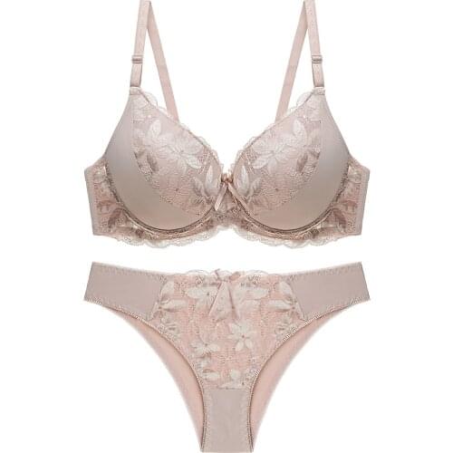 Underwear Women Set Sexy Lace Bra Set Underwear Set Solid Female Women Underwire Push Up Cup A B C 32 34 36 38 40 42 44 46