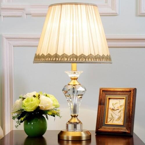 Buy 2 Get 20% 36x61cm European Style Simple Crystal Table Lamp For Living Room Bedroom Study Room Bedside Lamps Home Decor