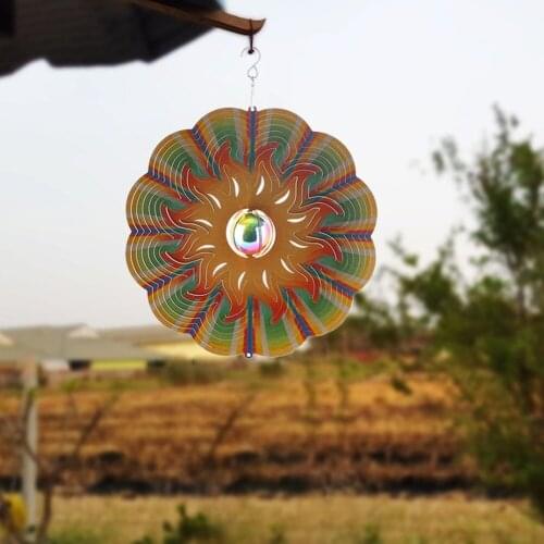 3D Stainless Steel Metal Mandala Geometric Pattern Wind Chime-hanging Wind Spinner, Terrace, Garden Fashionable Ornament