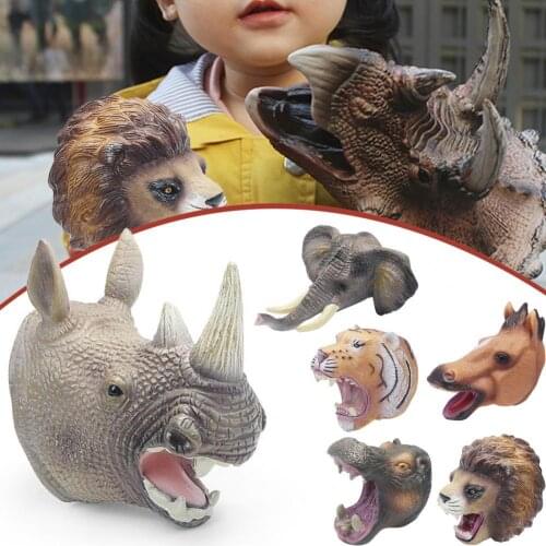 Cute Hand Puppet Funny Vivid Good Hand Feel Rhinoceros Lion Tiger Hand Puppet for Decoration Antistress Funny Toys for Children