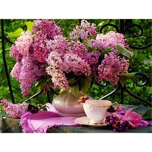 Flowers Purple DIY 11CT Embroidery Cross Stitch Kits Needlework Craft Set Printed Canvas Cotton Thread Home Decoration Sell