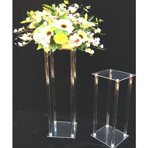 Set of 4 Pc Clear Acrylic Flower Stand Wedding Grand Vases Decoration for Marriage Column Pillar Flower Stand Backdrop Frame DIY