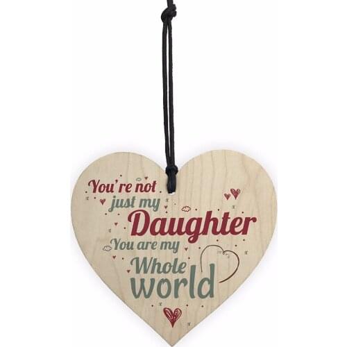 My Whole World Wooden Hanging Heart Plaque Mum Dad Daughter Love Sign Thank You Birthday Present Christmas Gift