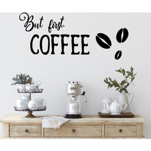 Makeyes Coffee Wall Decal,But first coffee sticker,Vinyl wall stickers,Wall Decals,Coffee Lover Wall Decal,Funny Coffee Q451