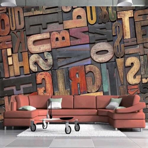 Bacaz Large English Alphabets Papel Murals 3d Wood Wallpaper Murals 3D Photo Mural Wall paper for Background 3d Wall Stickers