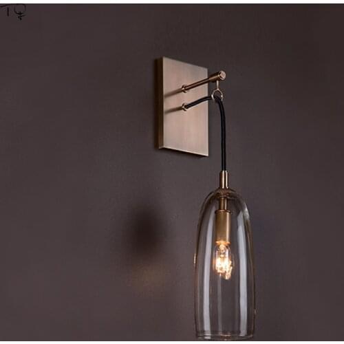 Nordic Post Modern Designer Copper Transparent Glass Wall Lamp Led Individual Art Decor Home Indoor Lighting Living Room Bedroom