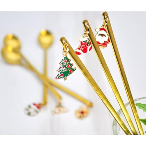2021 New Year Creative Metal Merry Christmas Spoon Christmas Party Tableware Decorations Christmas Decorations for Family Table