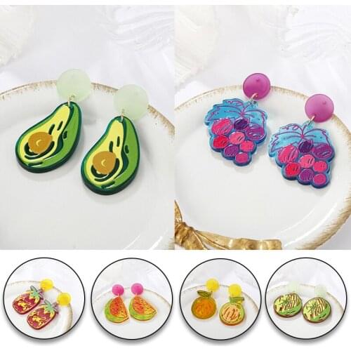 New Cute Acrylic Pineapple Kiwi Fruit Drop Earring for Women Girls Vacation Beach Party Fashion Jewelry Long Dangle Earrings