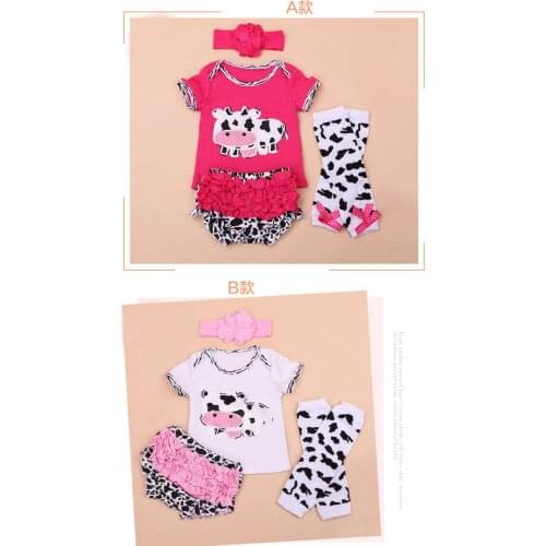 Reborn babies dolls clothes adorable COW short T shirt romper PP pants fit for 50-50cm silicone reborn dolls