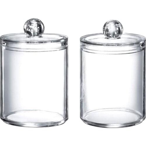 2PCS Makeup Organizer Storage Box Bathroom Accessories Cotton Swab Bath Salt Cotton Ball Acrylic Storage Tank