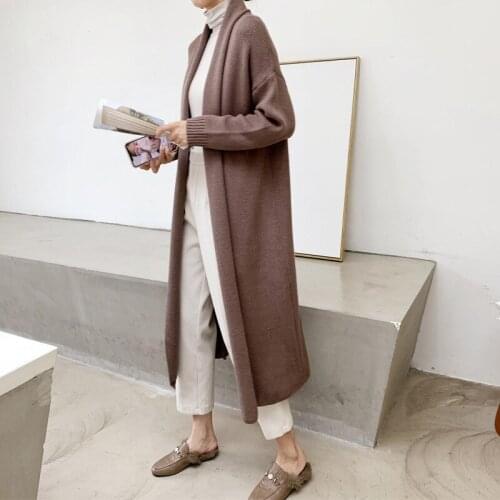 Fall Winter High Quality Long Cardigan Women Elegant Lazy Loose Thick Knitted Cashmere Sweater Overiszed Cropped Cardigans