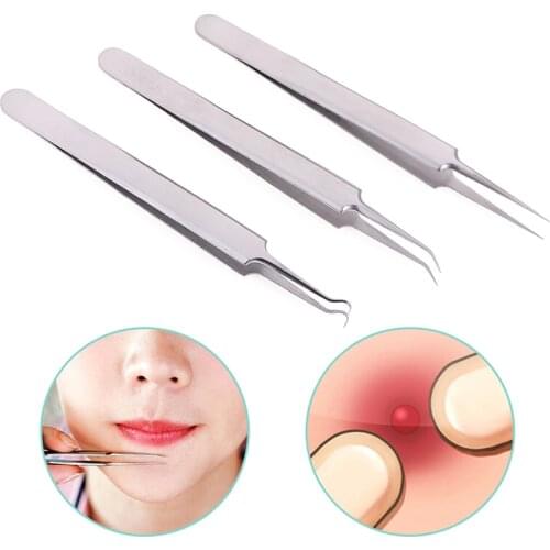 3Pcs/set Precision Tweezers Stainless Steel Curved Fine Tip Tweezers Pliers 11.5cm