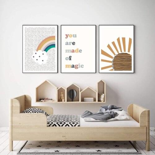 Rainbow Stars Magic Art Print Poster And Prints Canvas Painting Wall Childlike Art Picture For Living Room Kids Bedroom Decor