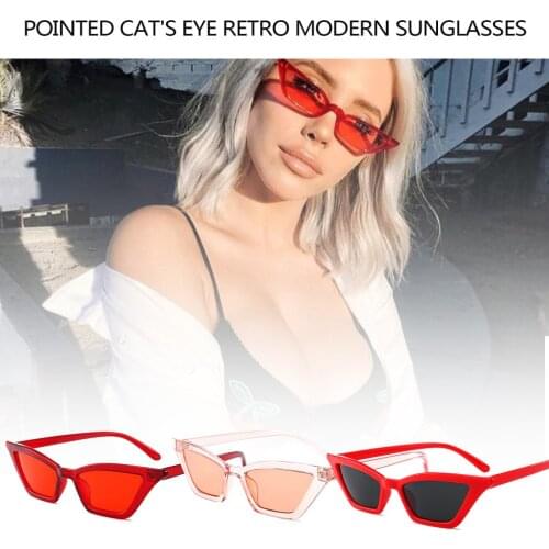 Retro Narrow Pointy Cateye Womens Sun Glasses Polarized Cat Eye Vintage Sunglasses For Women Tinted Lens