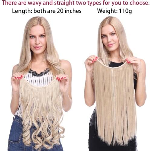 BENEHAIR Synthetic Invisible Wire No Clips In Hair Extensions Secret Fish Line Hairpieces Hair Extensions For Women Daily