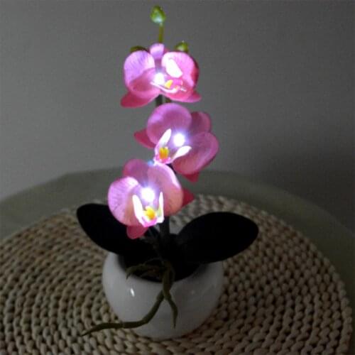 LED 3 Butterfly Orchids Bonsai Wedding Party Home Decor Artificia Flowers Christmas Decorations for Home Lantern