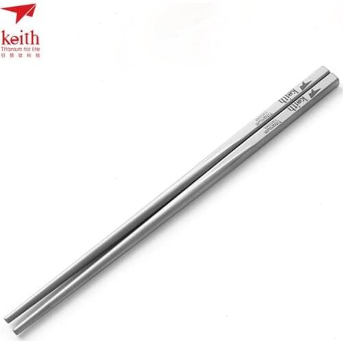 Keith Titanium Chopsticks Solid Square Chopsticks Food Sticks Outdoor Tableware Camping Picnic Travel Chinese Chopsticks Ti5633