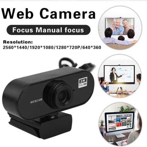 Alloet USB Driver Free Plug N Play Web Camera 2K HD Webcam with Mic for Smart TV PC Widescreen Video Work Home Accessories