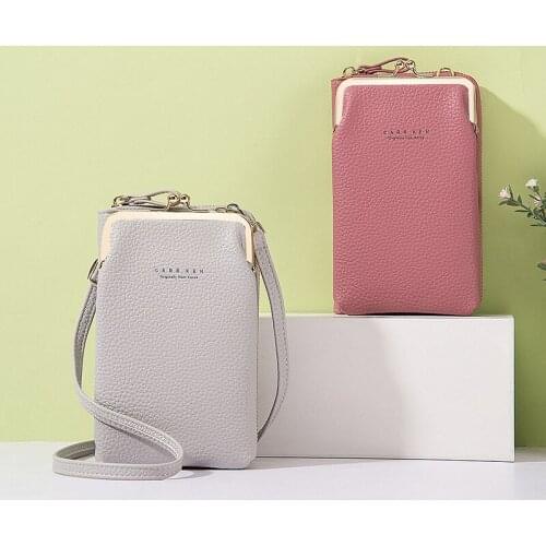 Womens Phone Bag Solid Crossbody Bag Lightweight PU Leather Wallet Purse with Card Slots A66