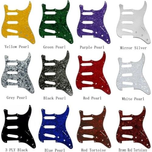 1pcs Electric Guitar Pickguard 3 Ply 11 Holes SSS for FD ST Style Guitar Parts Replacement 12 Kinds with Screw