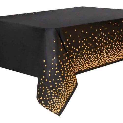 1pack Bronzing black dots disposable tablecloth for Wedding party birthday party tablecloth decor disposable tablecloth supplies