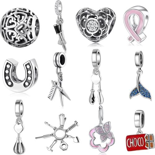 Authentic 925 Sterling Silver Love Life and Peace Red Ribbon Sign Beads Fit Original JIUHAO DIY Bracelet Bangles Jewelry Making