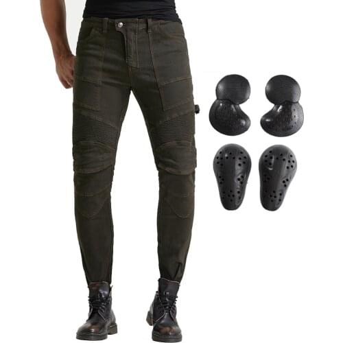 2020 Brown Men Women Motorcycle Riding Jeans Protective Pants Motocross Motorbike Cycling Racing Pants with 4 X Knee Hip Pads