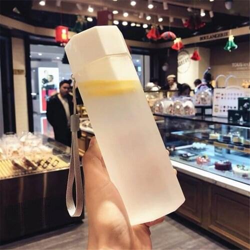 380ml Portable Frosted Water Cup with Rope Leak-proof Plastic Outdoor Sports Travel Hiking Water Bottle Student Drink Bottle