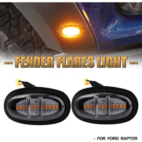 4pcs For Ford F-150 F150 Raptor 2017 2018 2019 Car Front Grille Lamp Wheel Fender LED Signal Light Smoked Car Assessories