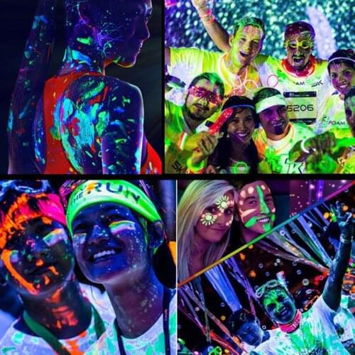 6 Tubes UV Glow Blacklight Makeup Face and Body Painted Pigment Washable Neon Fluorescent Body Paint