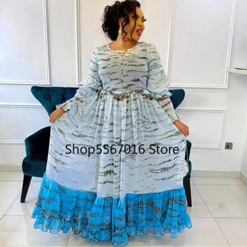 African Chiffon Dresses for Women Dashiki African Clothes Bazin Riche Africa Ankara Maxi Dress Fashion Elegant Ladies Clothing