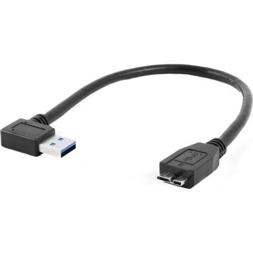 Black Right Angle USB 3.0 Type A Male to Micro B Male Cable Connector Adapter