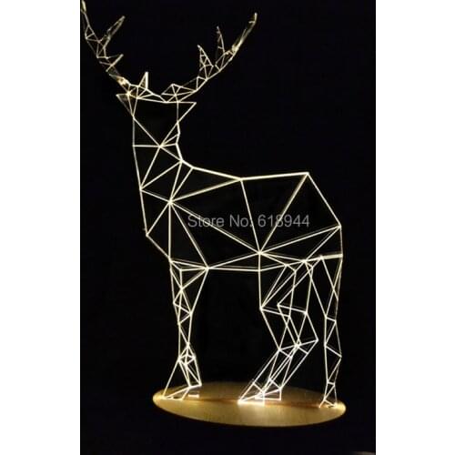 Wooden Modern LED 3D Table Lamps Creative Personality Bedroom Bedside Night Light Lampe Deco Birthday Gift Elk