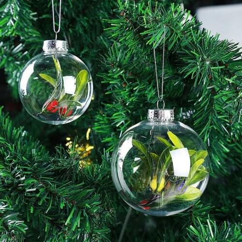 50% Hot Sale Transparent Plastic Ball Baubles Christmas Tree Hanging Ornament DIY Decoration Christmas Supplies