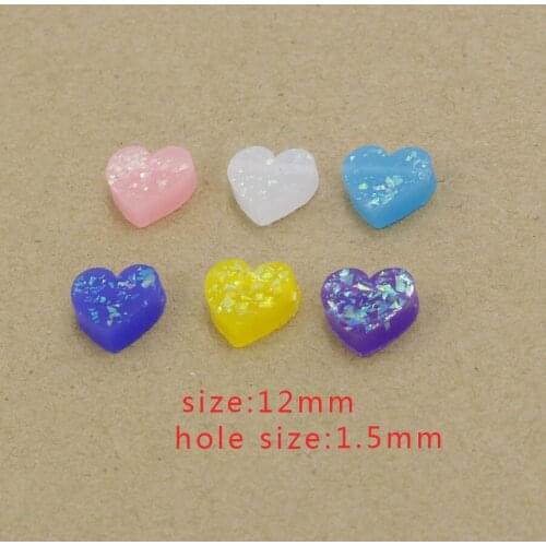 Jaymaxi Charms Love Heart Shape Synthetic Opal OP Charm 12mm Heart Opal Stone Hoel Size 1.5mm Jewelry Findings 20Piece/lot