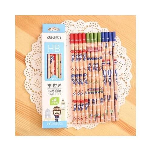 S925 pencil student pencil HB pencil hexagonal rod cute cartoon drawing pencil 12 PCs/box