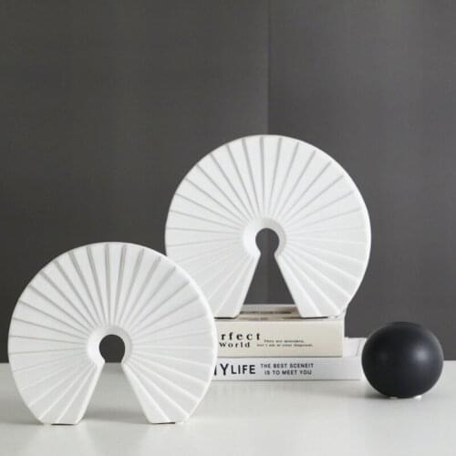 CHINESE STYLE SECTOR CERAMICS DECORATION MODERN HOTEL SAMPLE ROOM CREATIVITY CRAFTS ADORNMENT DESKTOP BLACK WHITE ORNAMENT GIFT