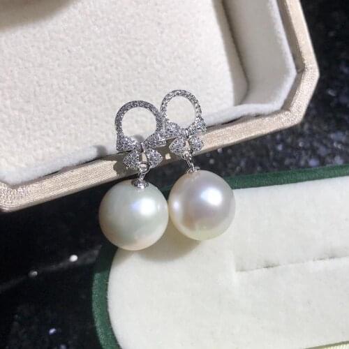 Bow Knot Mounts 925 Sterling Silver Earrings Findings Settings Base Mountings Parts for Coral Pearls Agate Crystal Stones Jade