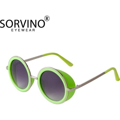 Retro Round Steam Punk Sunglasses Men Women Brand Designer Small Circle Frame Trendy Metal Vintage Sunshade UV400 Eyewear