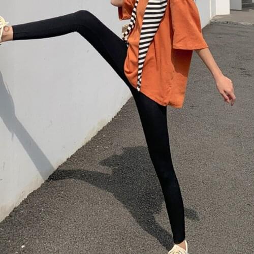 Womens New Shark Skin Leggings High Elastic Females Spring Autumn Wear Ladies Clothing Black Liquid Bottom Leggings 2021 New