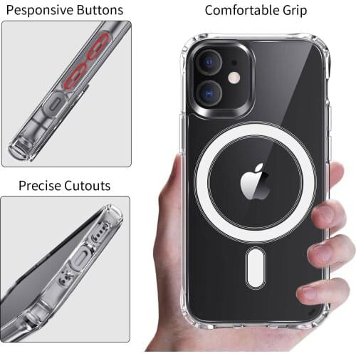 Magnetic Adsorption Transparent Anti-drop Phone Case Magnetic Charging Phone Case for iPhone 12 TPU Phone Case for iPhone 11 XR